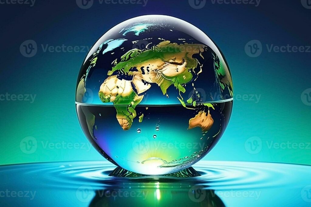 ai-generated-global-harmony-half-water-globe-for-world-water-day-photo